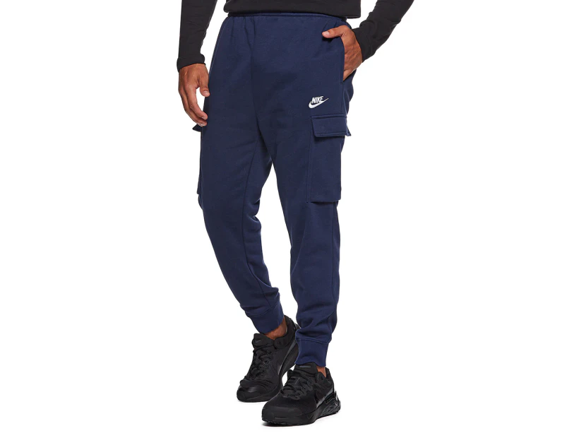 Nike Sportswear Men's Club Fleece Cargo Pants / Tracksuit Pants -  Navy/White<!-- -->