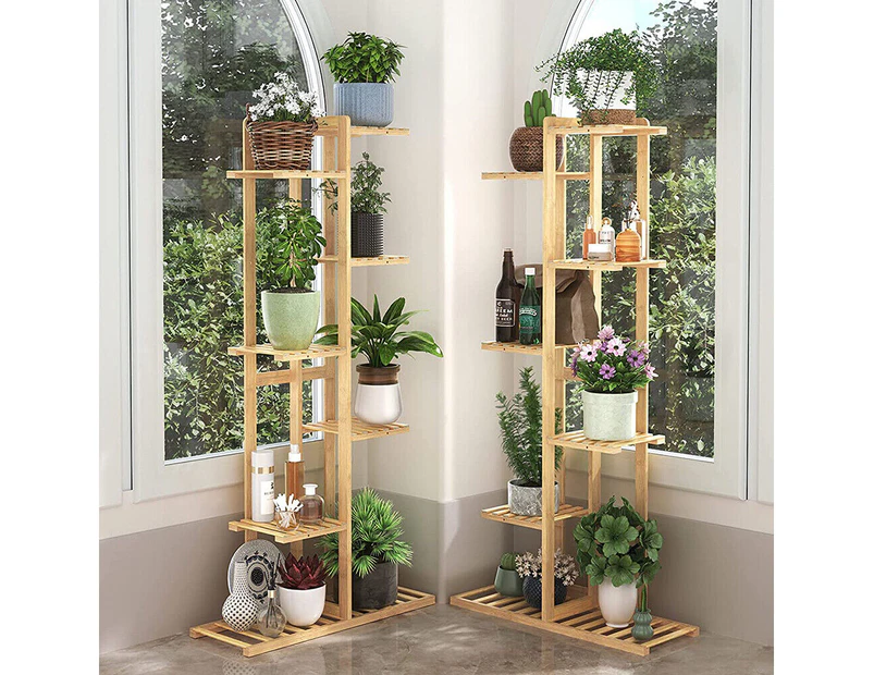 Vertically Bamboo Plant Stand Staged Flower Shelf Rack