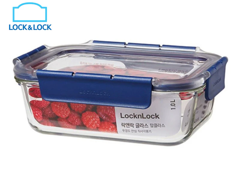 Lock & Lock 1L Top Class Rectangular Glass Storage Container
