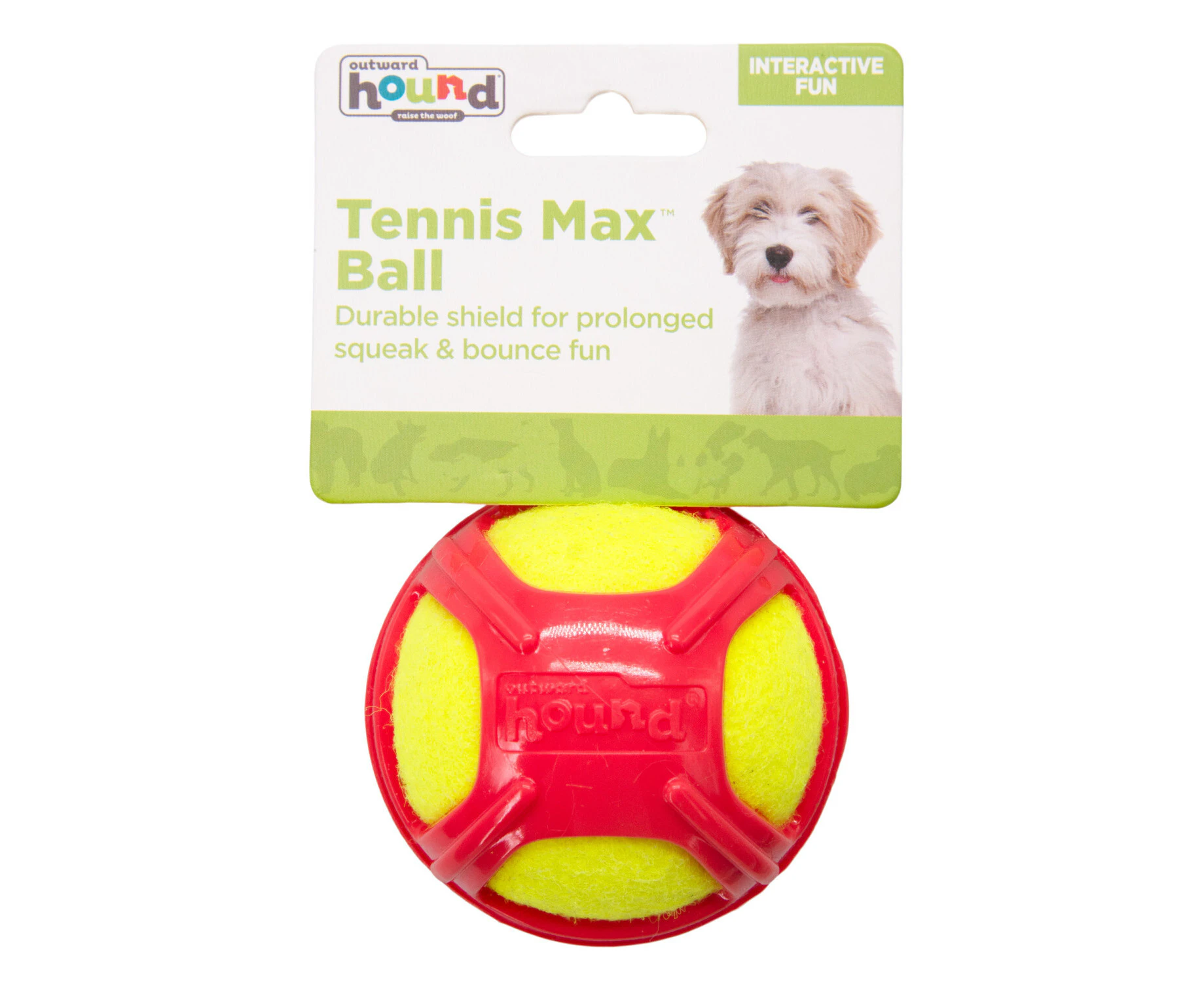 Outward Hound Tennis Max Fetch Dog Ball with Rubber Shell - BlueRed Medium