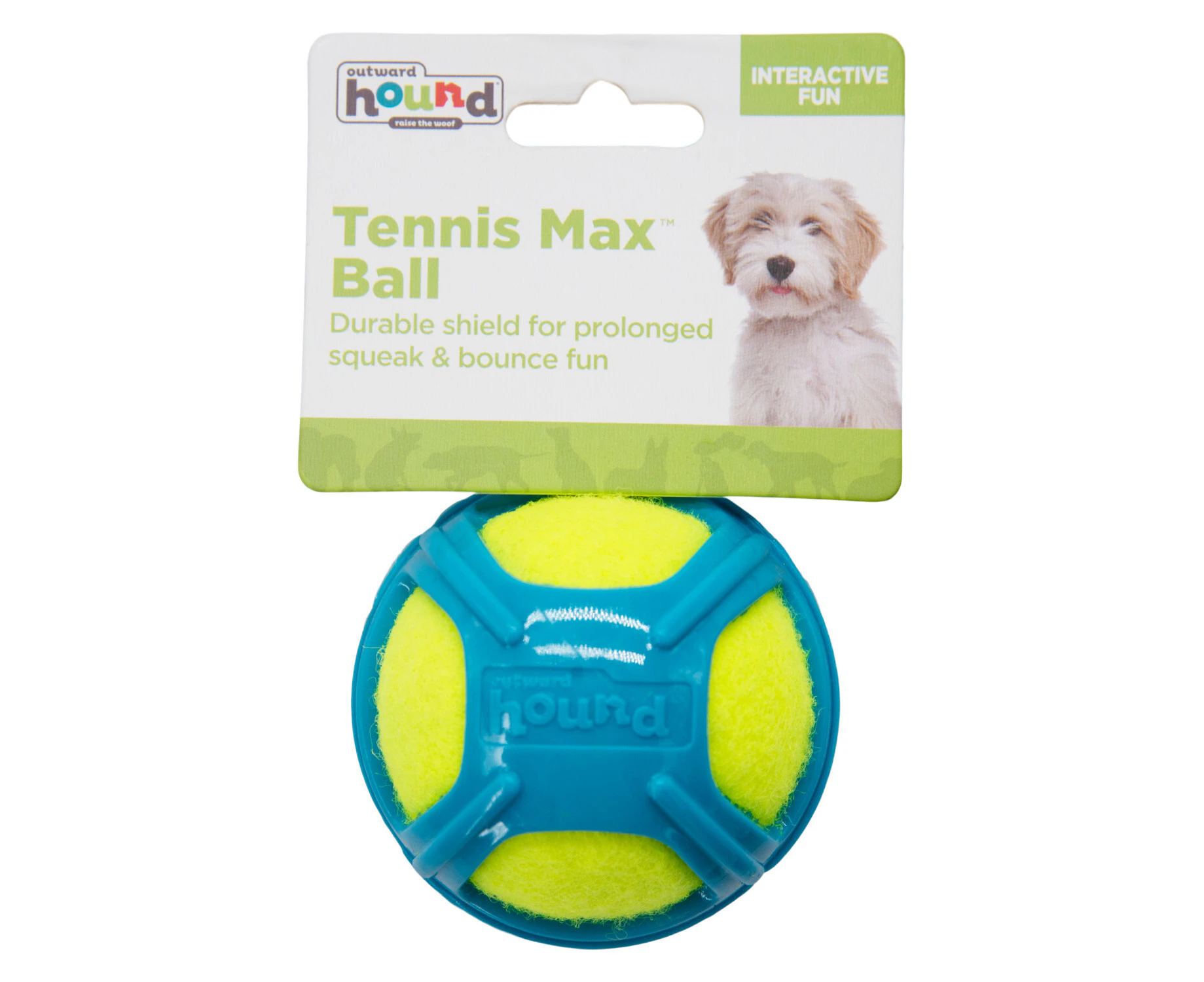 Outward Hound Tennis Max Fetch Dog Ball with Rubber Shell - Blue Medium