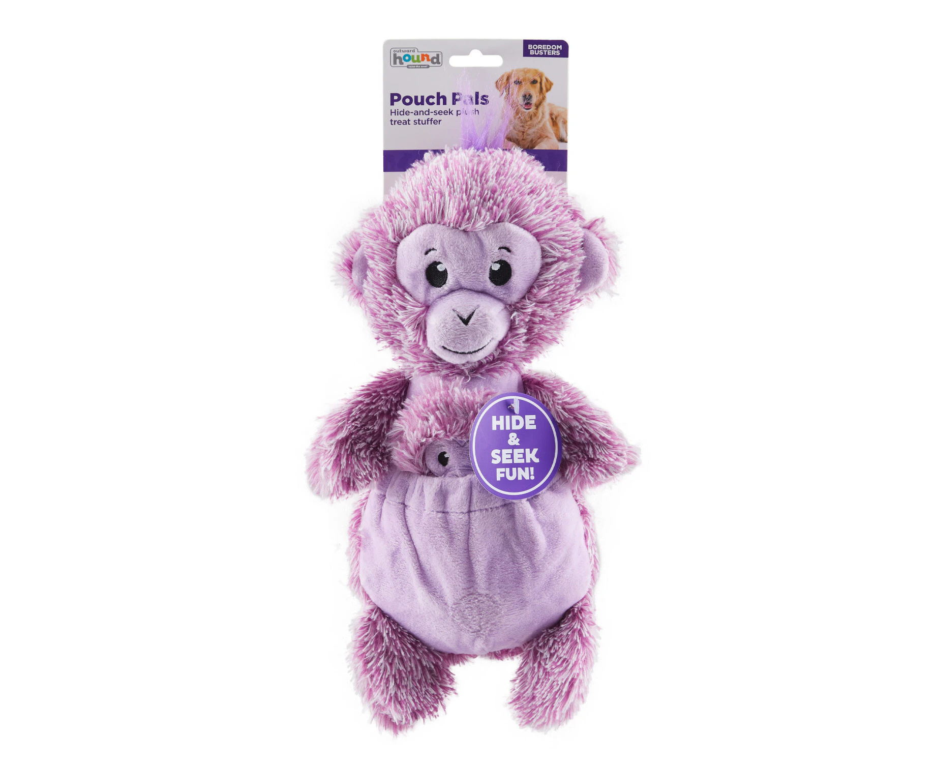 Charming Pet Pouch Pals Plush Dog Toy - Monkey with Baby in Pouch