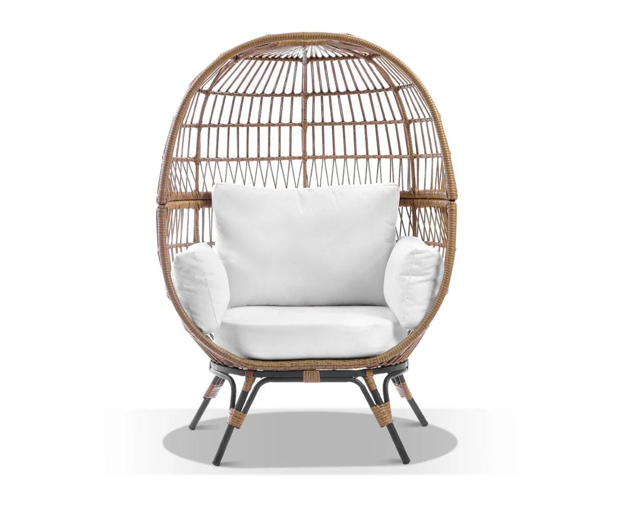 Costway Wicker Outdoor Oversized Rattan Egg Chair Lounge Chair With ...