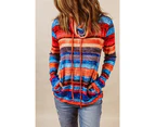 Azura Exchange Vibrant Multicolor Cowl Neck Striped Long Sleeve Sweatshirt