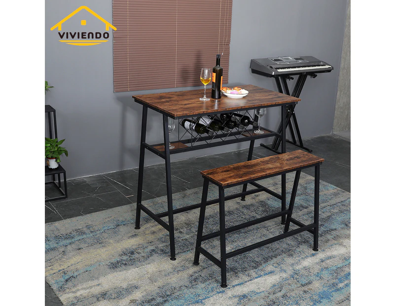 Viviendo 2 Piece Bench Seating, Dining Table, Bar Table Industrial Style - 1 x TABLE + 1 x BENCH SEAT