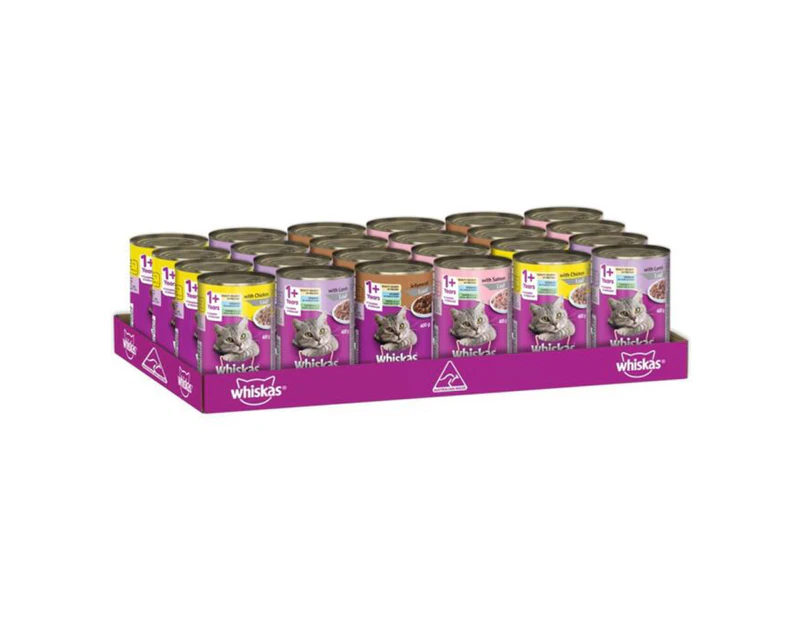 Whiskas Adult 1+ Years Wet Cat Food Rural Mixed Pack 400g x 24