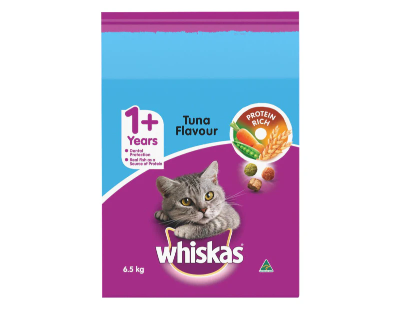 Whiskas Adult 1+ Vitabites Dry Cat Food w/ Tuna Flavour 6.5kg