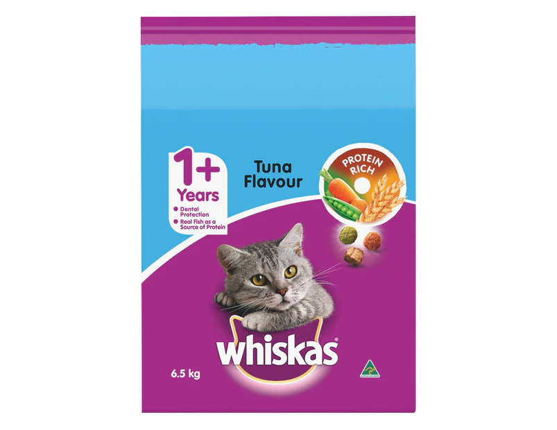 Whiskas Adult 1+ Vitabites Dry Cat Food w/ Tuna Flavour 6.5kg