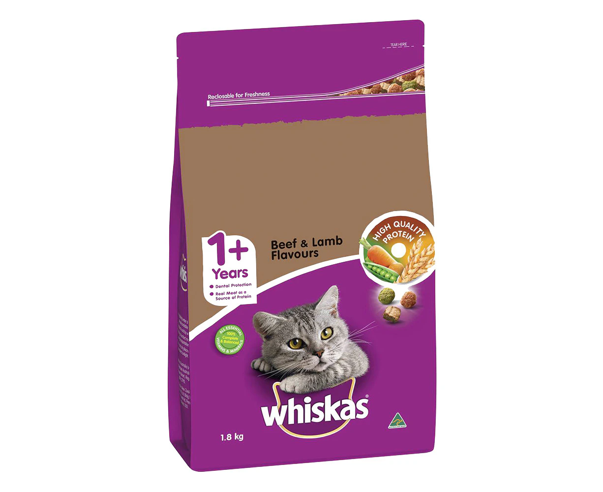 Whiskas Adult 1+ Vitabites Dry Cat Food Beef & Lamb Flavour 1.8kg