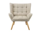 Oikiture Armchair Fabric Upholstered Beige