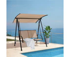 Costway Swing Chair Metal Frame Adjustable Garden Beach Fabric Seat w/Canopy Beach Patio Balcony Beige