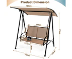 Costway Swing Chair Metal Frame Adjustable Garden Beach Fabric Seat w/Canopy Beach Patio Balcony Beige