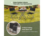Costway 3PCS Folding Patio Bistro Set Steel Rattan Table Chair Lounge Setting Outdoor Furniture Garden Balcony Black