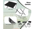 Costway 3PCS Folding Patio Bistro Set Steel Rattan Table Chair Lounge Setting Outdoor Furniture Garden Balcony Black