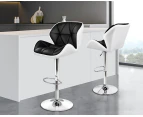 Alfordson 2x Bar Stools Willa Kitchen Gas Lift Swivel Chair Leather BLACK
