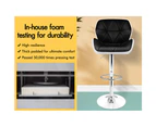 Alfordson 2x Bar Stools Willa Kitchen Gas Lift Swivel Chair Leather BLACK