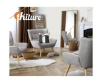 Oikiture Armchair Fabric Upholstered Grey