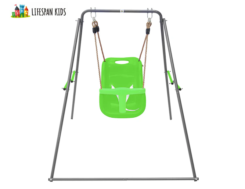 Lifespan Kids Bobcat Foldable Metal Baby Swing Set - Green/Grey