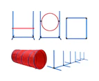 Petscene Dog Agility Equipment 5PC Set Obstacle Course Pet Training Kit Supplies Jump Hurdle Tunnel Poles Pause Box Carrying Bags