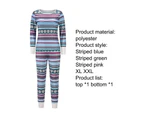 Bestjia Night Suit Stripe Roomy Relaxed Fit 2 Sizes Lightweight Night Shirt for Yoga - Blue