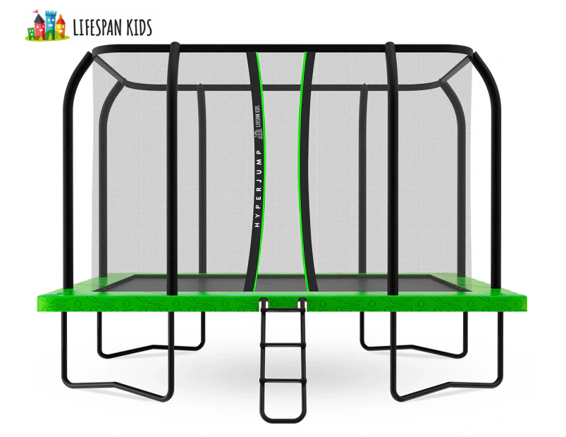 Lifespan Kids 3.7x2.5m HyperJump Rectangle Spring Trampoline - Black/Green