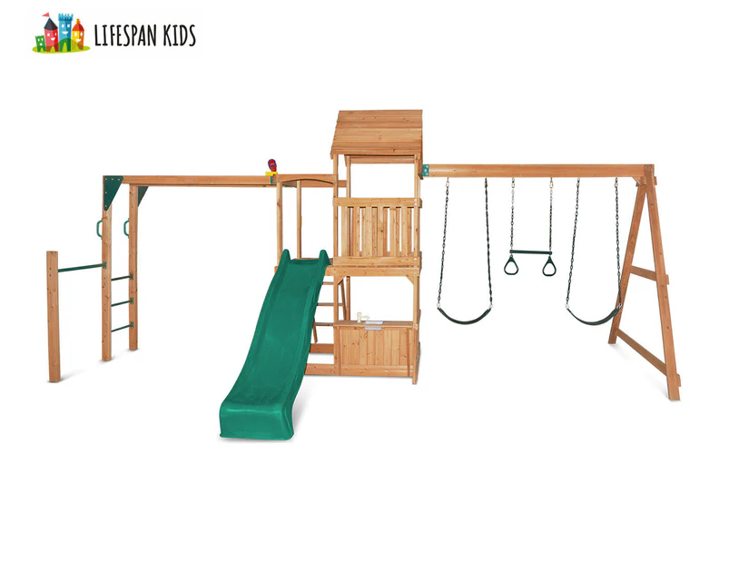 Lifespan Kids Coburg Lake Swing & Play Set w/ Slide - Natural/Green