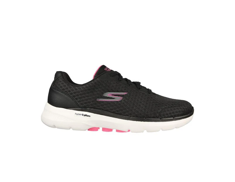 Womens Skechers Go Walk 6 - Iconic Vision Black/Hot Pink Walking Shoes - Black/Hot Pink