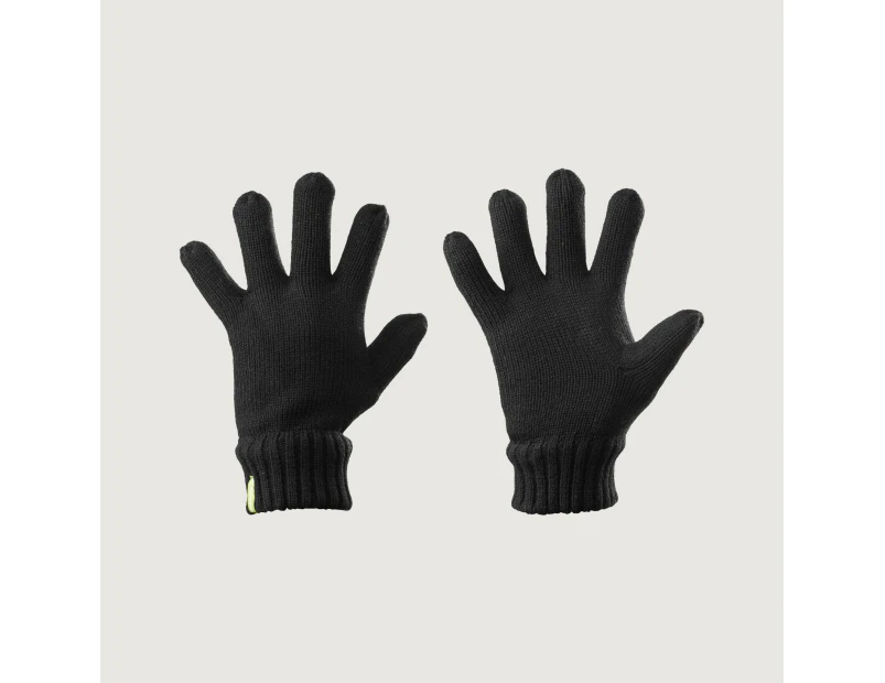 Kathmandu Fyfe Men's Women's Wool Blend Fleece Lined Warm Winter Gloves  Unisex - Black on Black