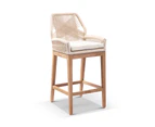 Outdoor Darcey Outdoor Teak And Rope Bar Stool - Outdoor Teak Chairs - Cream