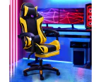 Furb Gaming Chair Racing Recliner Footrest Executive Office Chair Lumbar Support Headrest Yellow