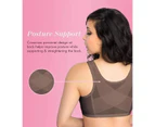 Exquisite Form Front Close Wireless Lace Posture Bra in Walnut