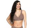 Exquisite Form Front Close Wireless Lace Posture Bra in Walnut