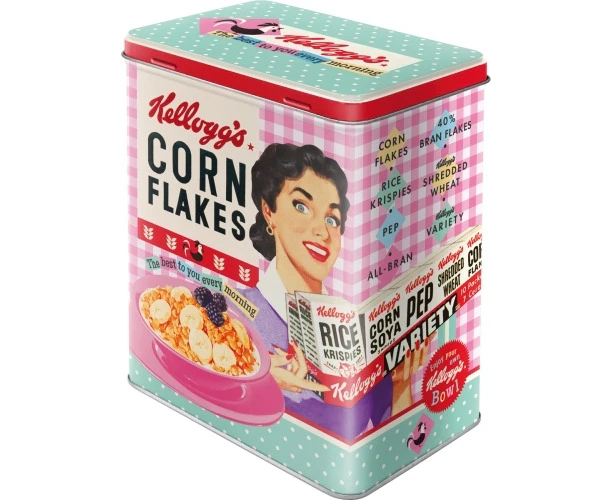 Nostalgic Art 20cm/3L Tin Box Storage Kellogg's Happy Hostess Corn Flakes Large