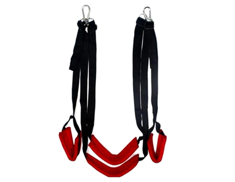 Leiou Bondage Restraint Swing Thigh Locking Wrist Cuffs Belt Harness Couples Sex Toy-Red