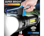 Sunshine LED Searchlight Rechargeable High Brightness IP44 Waterproof Handy LED Torch Flashlight for OutdoorBlack