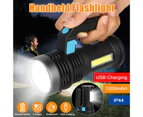 Sunshine LED Searchlight Rechargeable High Brightness IP44 Waterproof Handy LED Torch Flashlight for OutdoorBlack