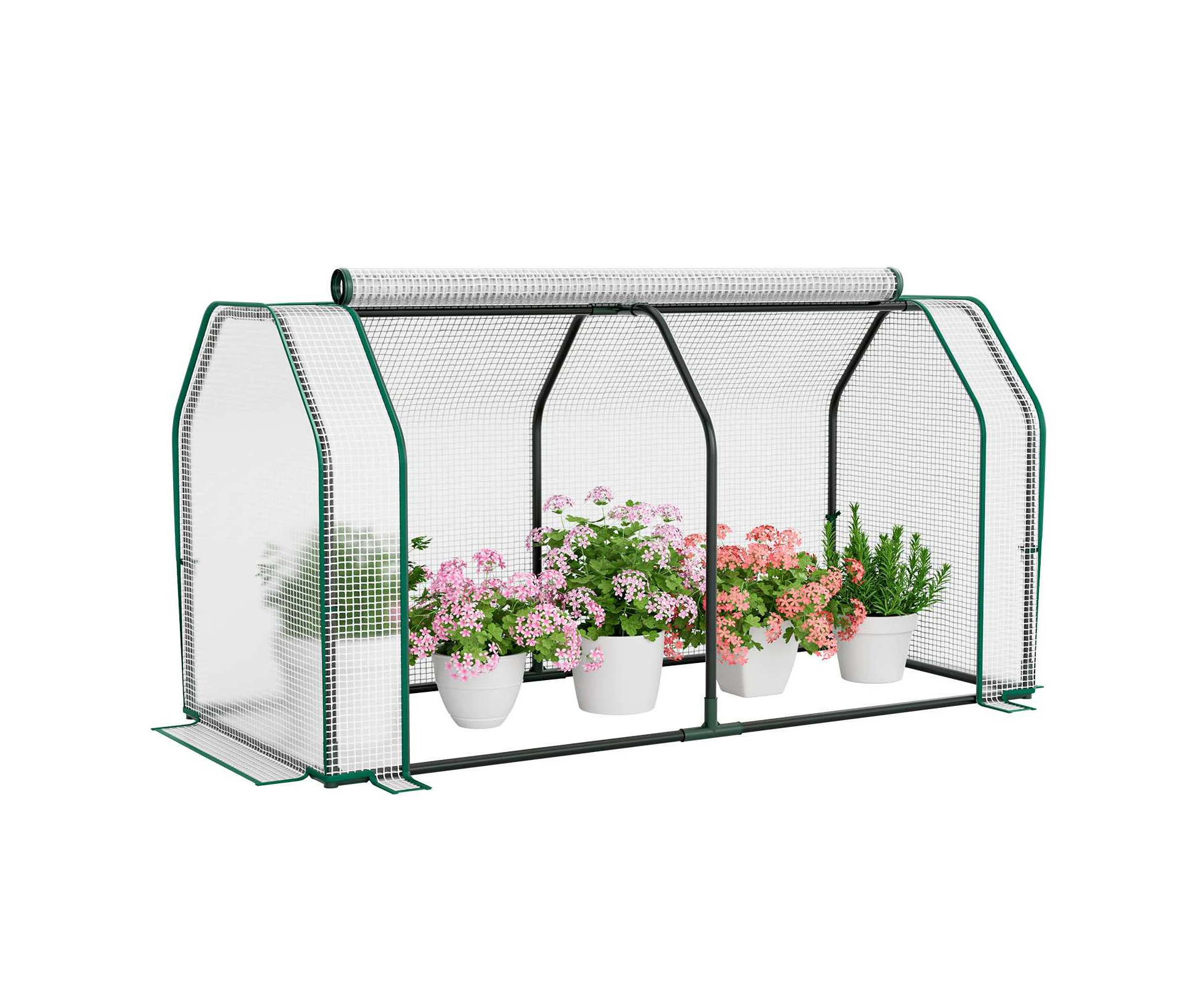 Costway Mini Greenhouse PE Cover Garden Green House w/Roll-Up Zippered Door 121x54x61.5cm