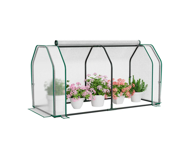 Costway Mini Greenhouse PE Cover Garden Green House w/Roll-Up Zippered Door 121x54x61.5cm