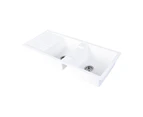 Tisira 116cm 2 Bowl White Granite Kitchen Sink & Reversible Drainer (TSG1160WH)