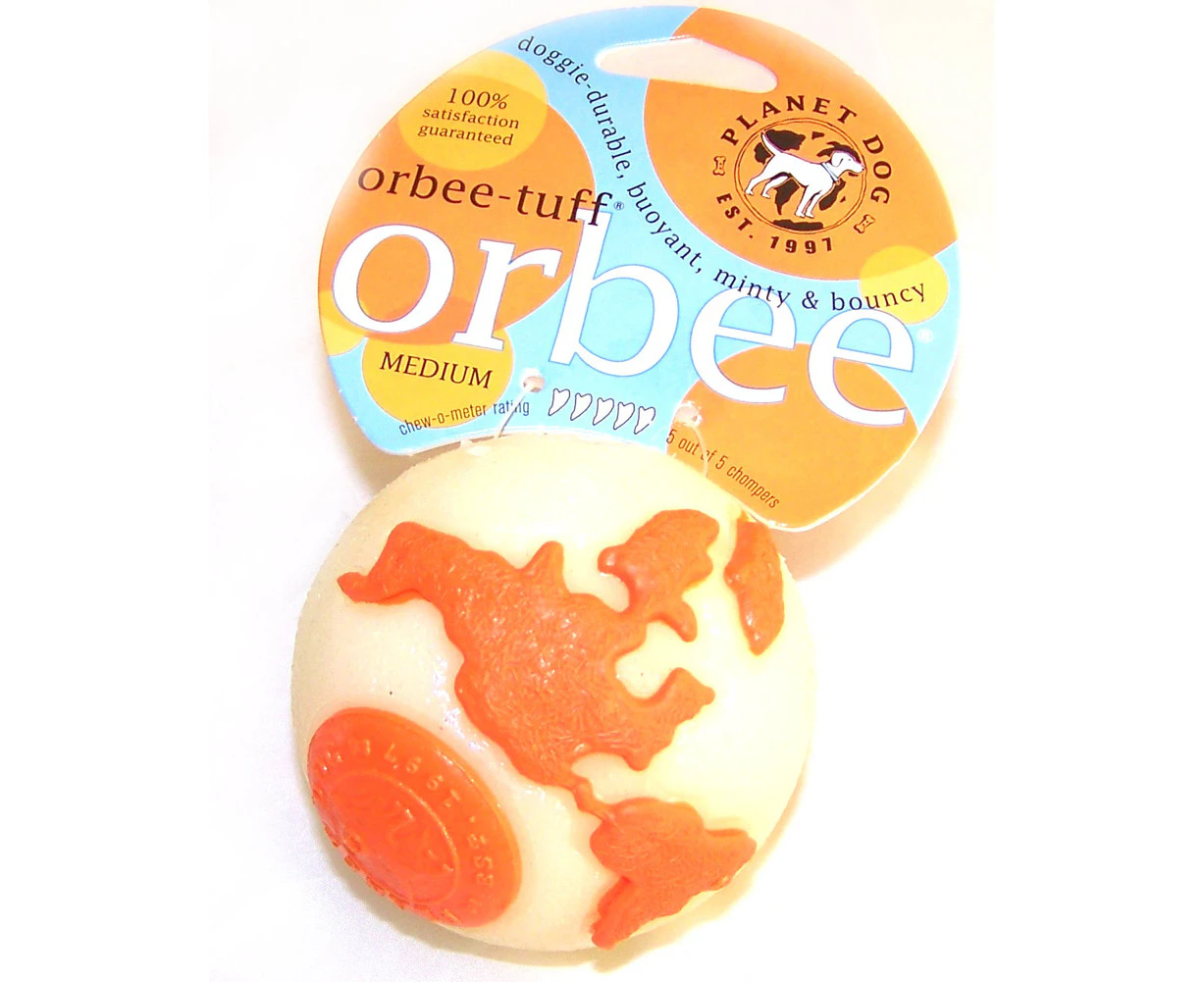 Planet Dog Orbee Ball Tough Floating Dog Toy Glow in the Dark & Orange - Medium