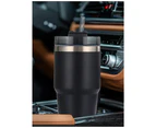Stainless Steel Insulated Car Cup & Straw 600ml - Black