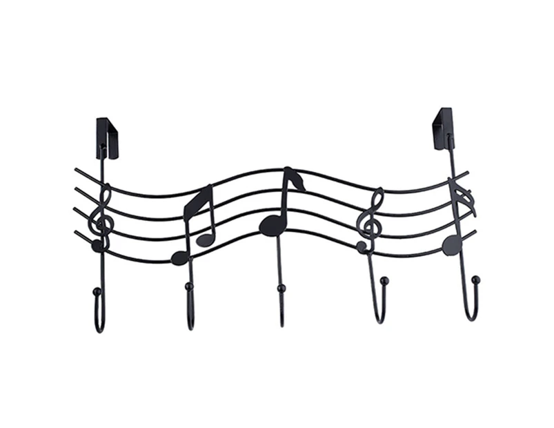 Fufu Hanger Hook Musical Note Style Space-saving Wrought Iron Clothes Hanging Rack Supplies for Dorm-Black
