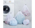 Fufu Laundry Bag Solid Color Drawstring Closure Polyester Anti-Pilling Mesh Wash Bag for Washing Machine-White-L