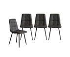 4x Dining Chairs Kitchen Chair Grey Faux Leather