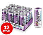 12 x Optimum Nutrition Essential Amino Energy + Electrolytes Sparkling Hydration Drink 355mL - Grape