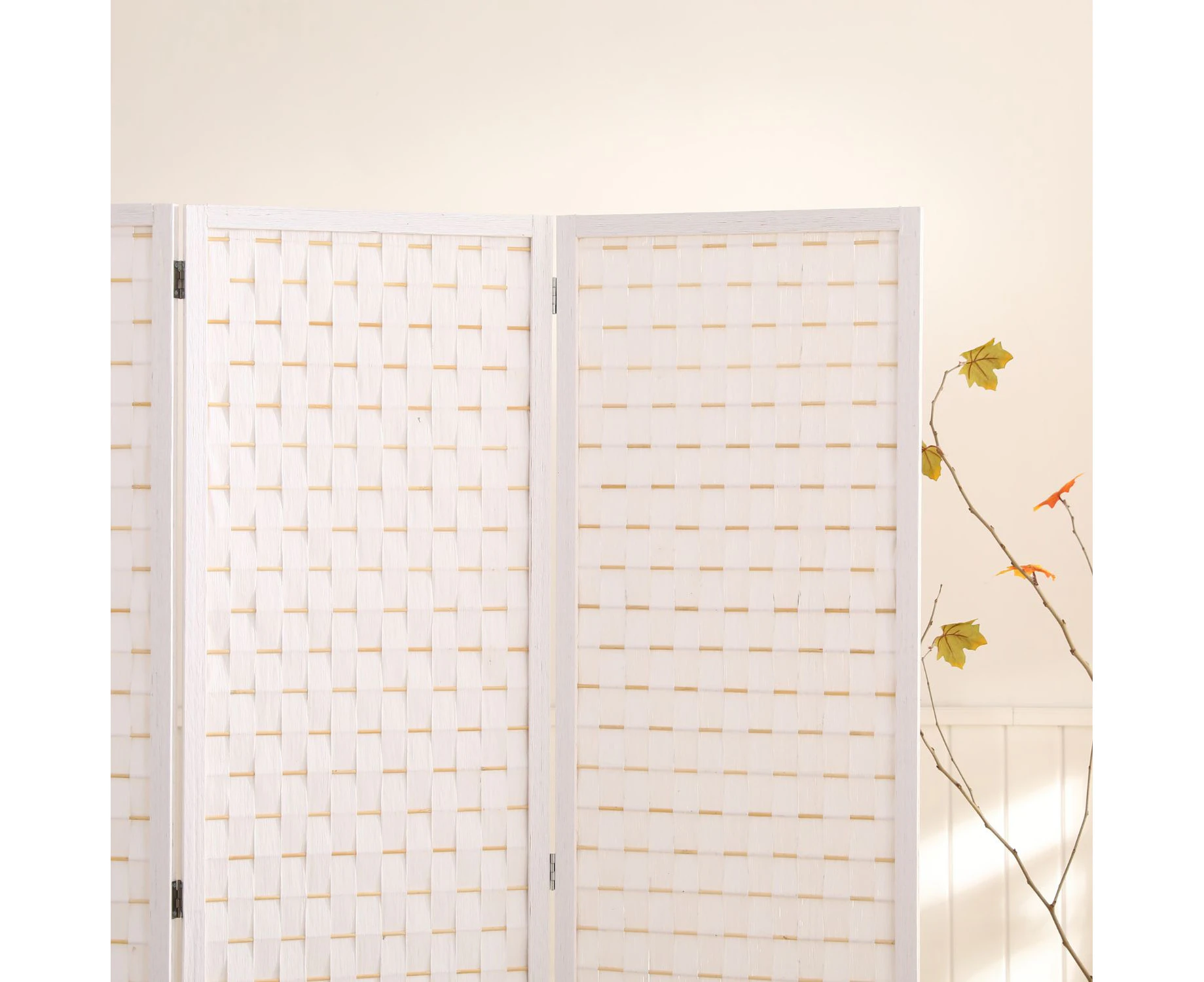 EKKIO 4-Panel Pine Wood Room Divider (White) EK-RD-101-SD