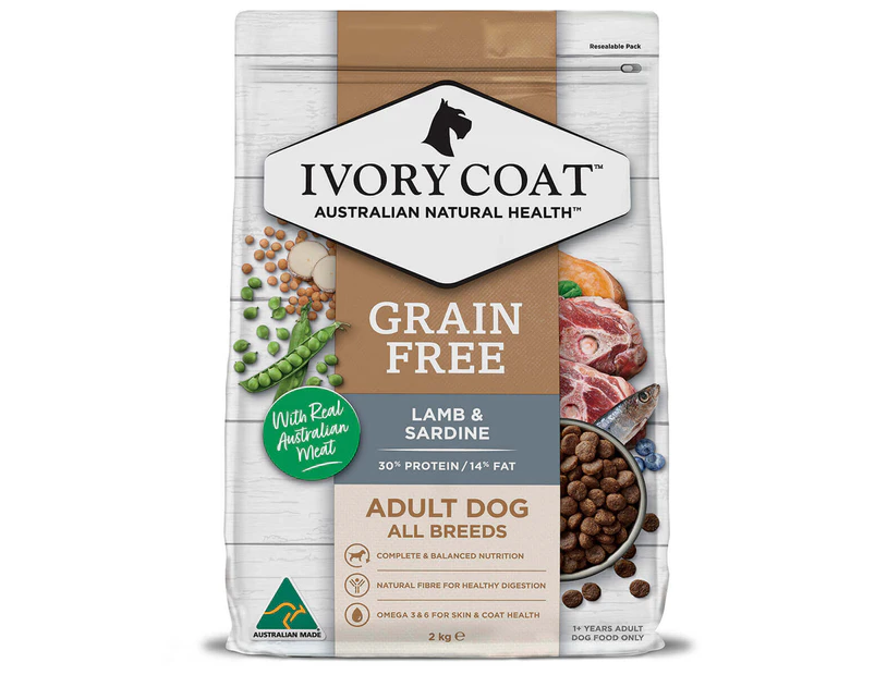Ivory Coat Grain Free Adult Dry Dog Food Lamb & Sardine 2kg