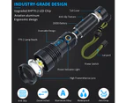 Led Flashlights Rechargeable High Lumens, 90000 Lumens Super Bright Tactical Flashlights, Xhp70.2 Zoomable Waterproof