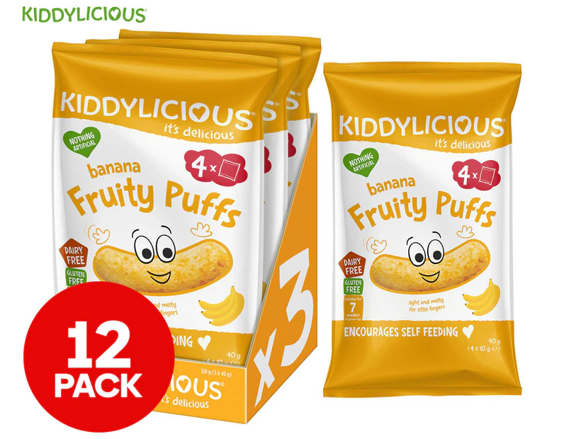 12 x Kiddylicious Fruity Puffs Banana 10g