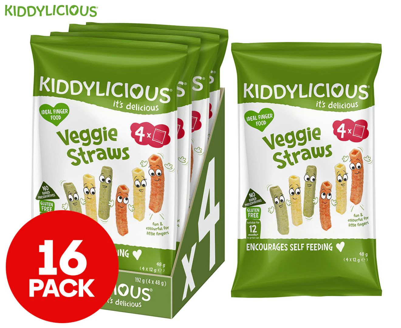 16 x Kiddylicious Veggie Straws 12g